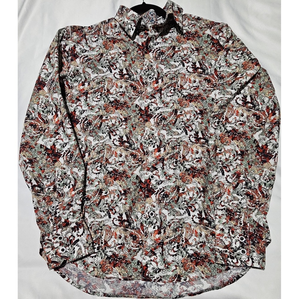Robert Graham Kuna Multicolor Paisley Long Sleeve Butgon Up Size Small